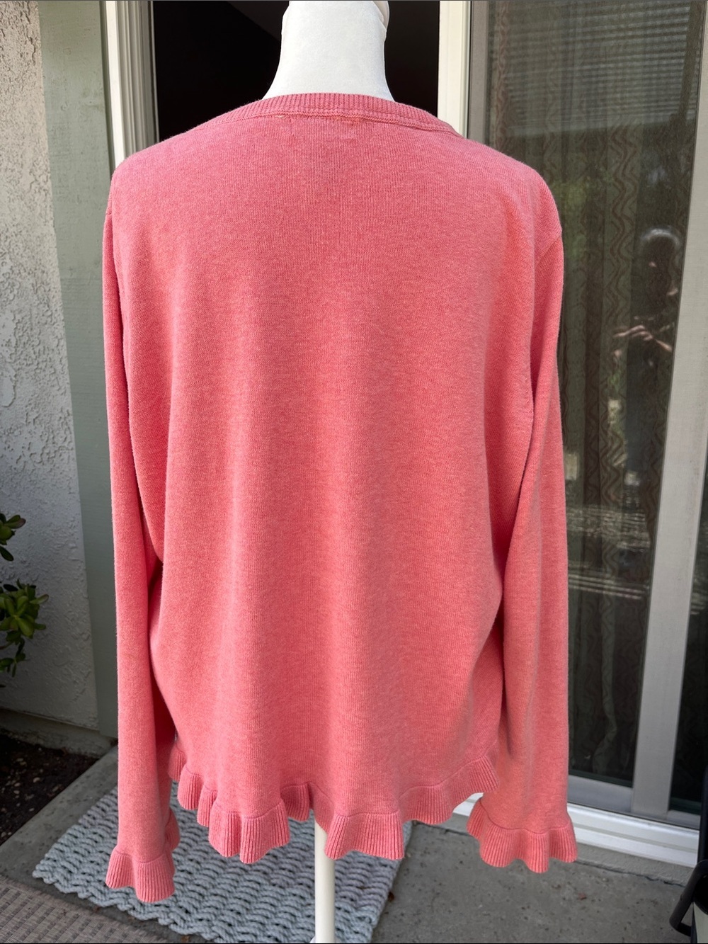 Sundance 100% Cotton Pink Embroidered Floral Button-Front Cardigan XL - Picture 7 of 9